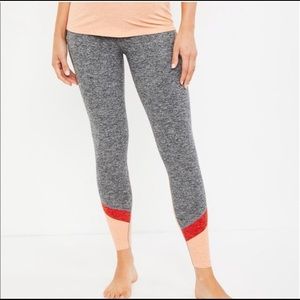 Beyond Yoga Maternity Gray Leggings with pink/red stripes